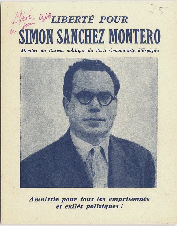 Tarjeta  exigiendo la libertad de Simón Sánchez Montero. Junio 1959.